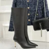 Gucci Lambskin Pointed-Toe Knee-High Boots
