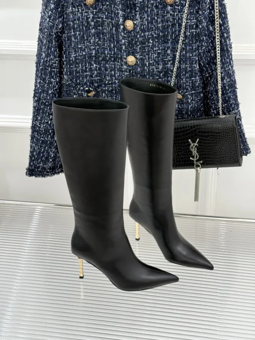 Gucci Lambskin Pointed-Toe Knee-High Boots
