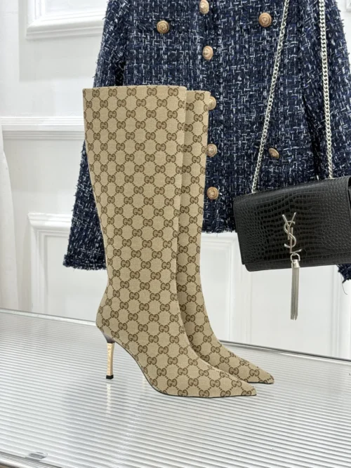 Gucci Lambskin Pointed-Toe Knee-High Boots