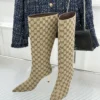 Gucci Lambskin Pointed-Toe Knee-High Boots