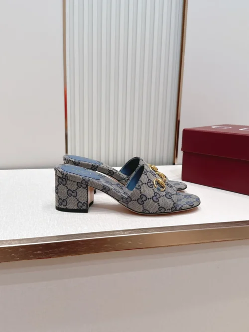 Gucci Denim Buckle Slides
