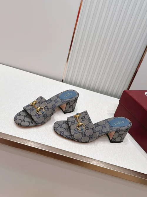 Gucci Denim Buckle Slides