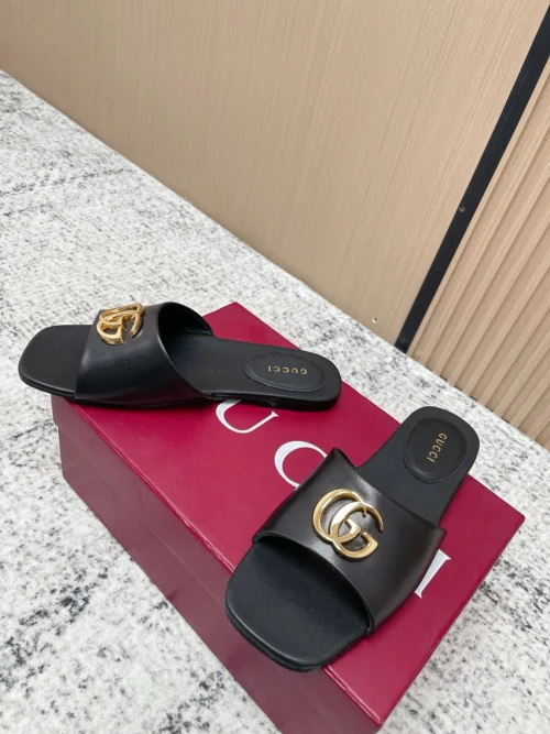 Gucci Lambskin Buckle Slides