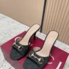 Gucci Patent Leather Peep-Toe Slides
