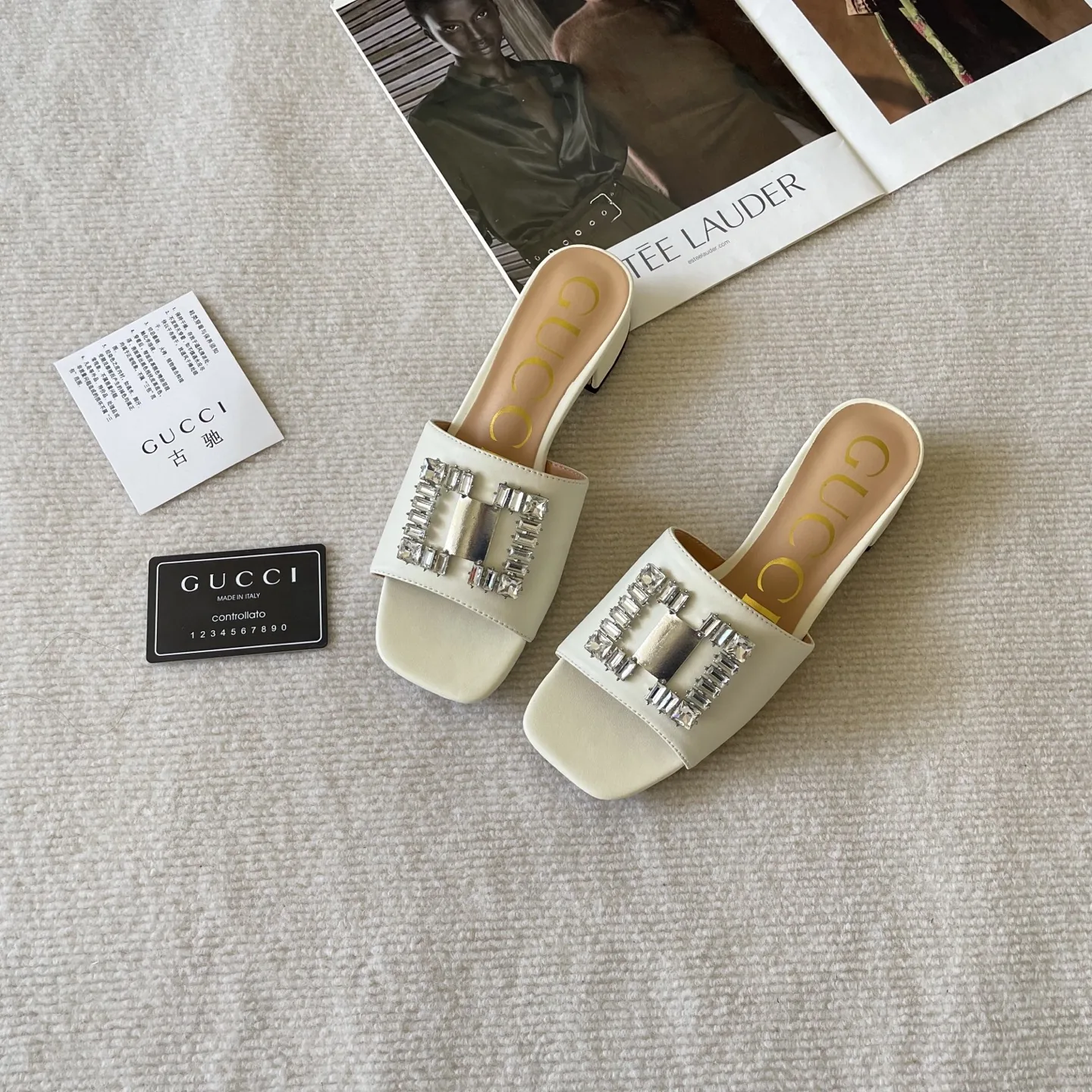 SHGUCCI0111-01 Gucci Crystal-Embellished Slides