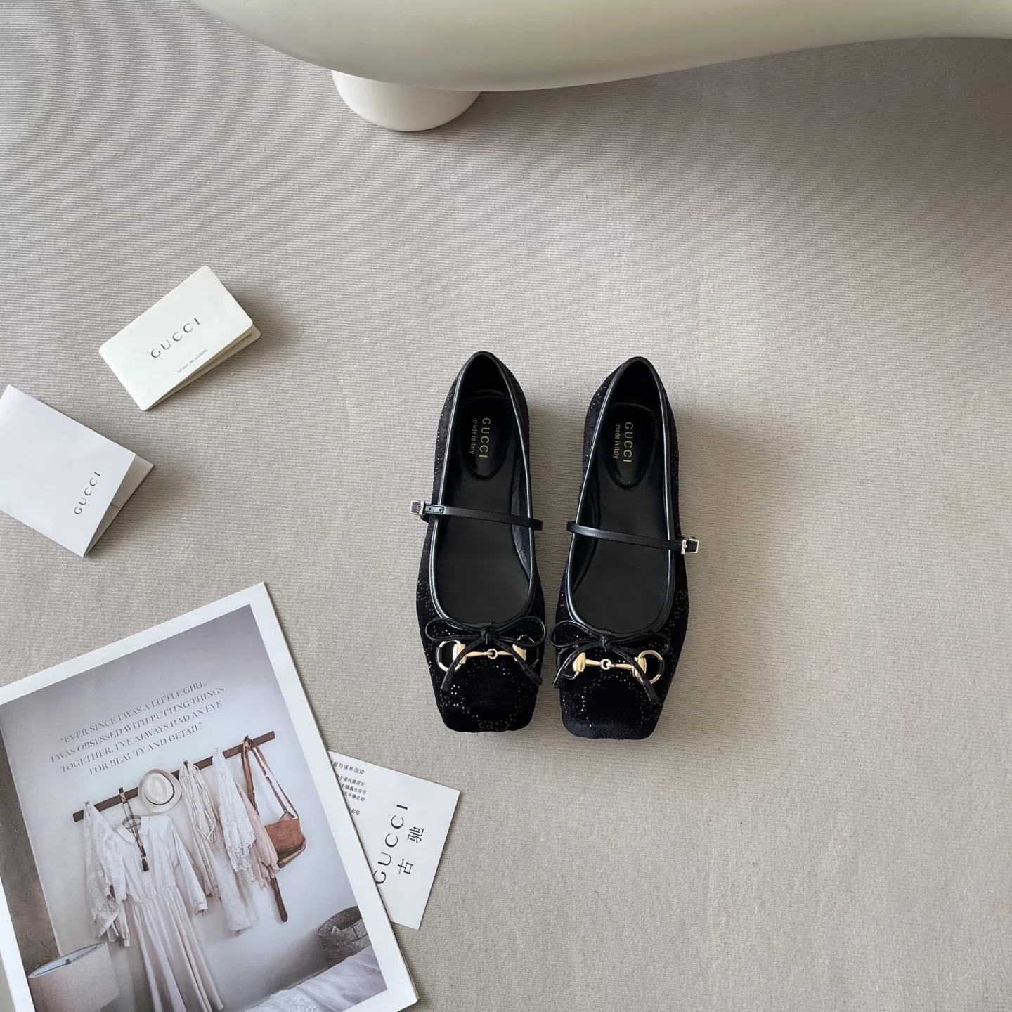 SHGUCCI0137-01 Gucci Bow-Detail Ballet Flats