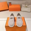 Hermes Suede Lace-Up Studded Loafers