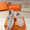 Hermes Suede Lace-Up Studded Loafers