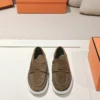 Hermes Suede Lace-Up Loafers