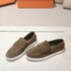 Hermes Suede Lace-Up Loafers