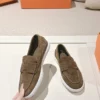 Hermes Suede Lace-Up Loafers