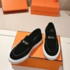 Hermes Suede Platform Loafers
