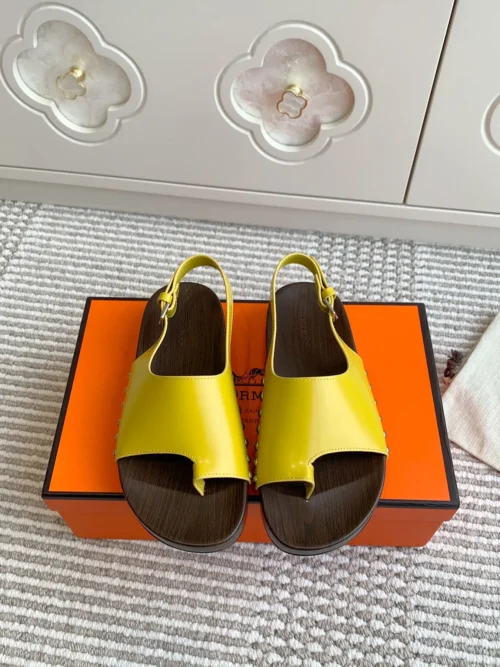 Hermes Leather Platform Sandals