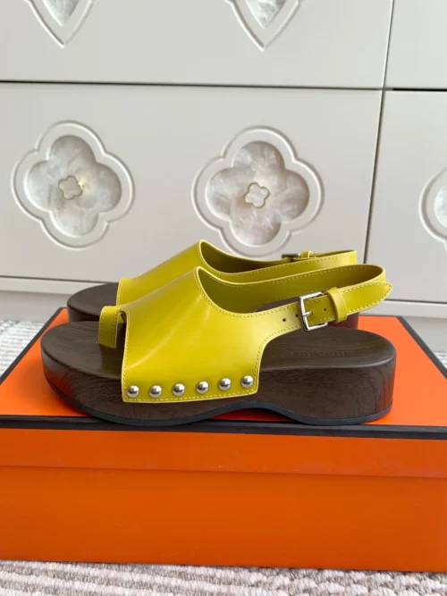 Hermes Leather Platform Sandals
