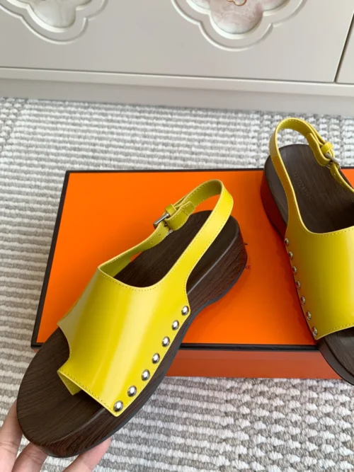 Hermes Leather Platform Sandals