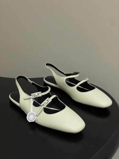 Hermes Square-Toe Slingback Sandals