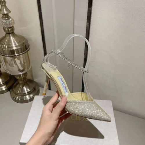 Jimmy Choo Patent Leather Crystal-Embellished Heeled Sandals