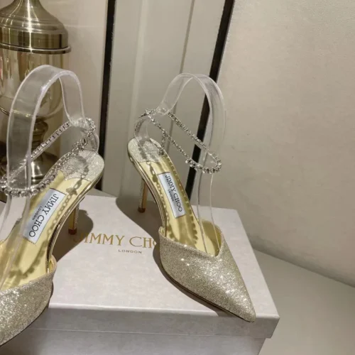 Jimmy Choo Patent Leather Crystal-Embellished Heeled Sandals