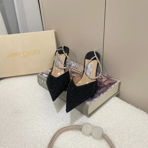Jimmy Choo Pointed-Toe Crystal-Embellished Heeled Sandals