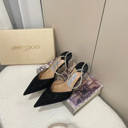 Jimmy Choo Pointed-Toe Crystal-Embellished Heeled Sandals