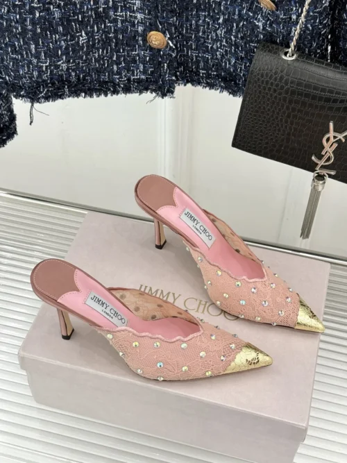 Jimmy Choo Lambskin Crystal-Embellished Slides