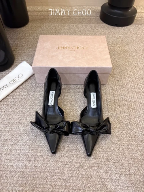 Jimmy Choo Satin Pointed-Toe Bow-Detail Shoes