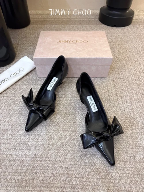 Jimmy Choo Satin Pointed-Toe Bow-Detail Shoes