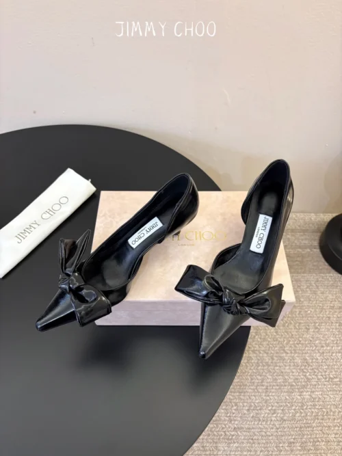 Jimmy Choo Satin Pointed-Toe Bow-Detail Shoes