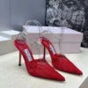 Jimmy Choo Lambskin Pointed-Toe Slingback Heeled Sandals