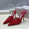 Jimmy Choo Lambskin Pointed-Toe Slingback Heeled Sandals