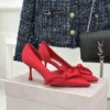 Jimmy Choo Lambskin Pointed-Toe Bow-Detail Heeled Sandals