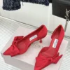 Jimmy Choo Lambskin Pointed-Toe Bow-Detail Heeled Sandals