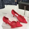 Jimmy Choo Lambskin Pointed-Toe Bow-Detail Heeled Sandals