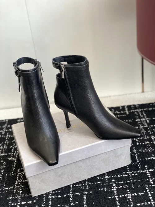 Jimmy Choo Leather Square-Toe Ankle Boots