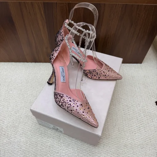 Jimmy Choo Pointed-Toe Crystal-Embellished Heeled Sandals