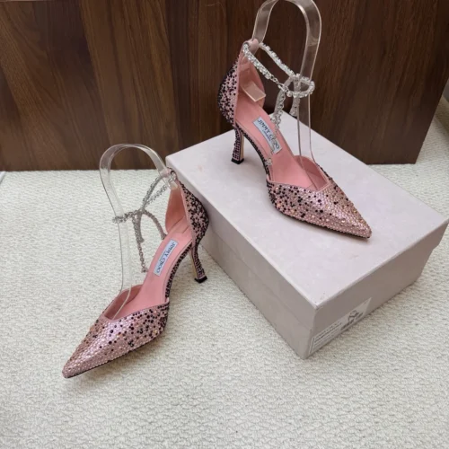 Jimmy Choo Pointed-Toe Crystal-Embellished Heeled Sandals