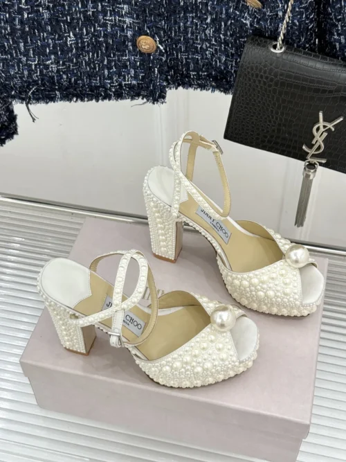 Jimmy Choo Lambskin Peep-Toe Heeled Sandals