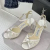 Jimmy Choo Lambskin Peep-Toe Heeled Sandals