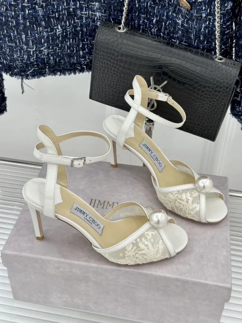 Jimmy Choo Lambskin Peep-Toe Heeled Sandals