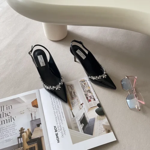 Jimmy Choo Pointed-Toe Crystal-Embellished Shoes