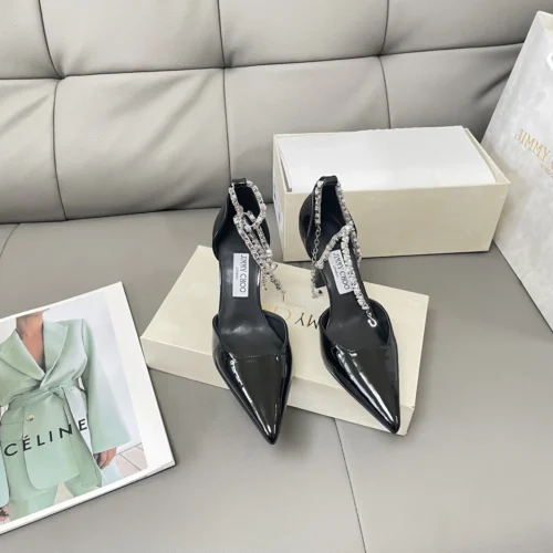 Jimmy Choo Pointed-Toe Crystal-Embellished Heeled Sandals