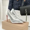 Christian Louboutin Lambskin Pointed-Toe Heeled Sandals