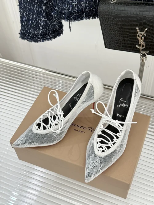 Christian Louboutin Lambskin Pointed-Toe Heeled Sandals