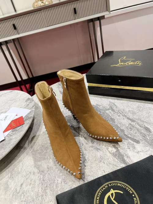 Christian Louboutin Leather Pointed-Toe Ankle Boots