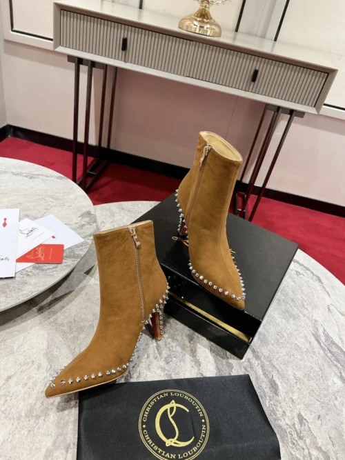Christian Louboutin Leather Pointed-Toe Ankle Boots