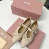 Miu Miu Pointed-Toe Bow-Detail Mary Jane Shoes