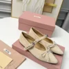 Miu Miu Pointed-Toe Bow-Detail Mary Jane Shoes