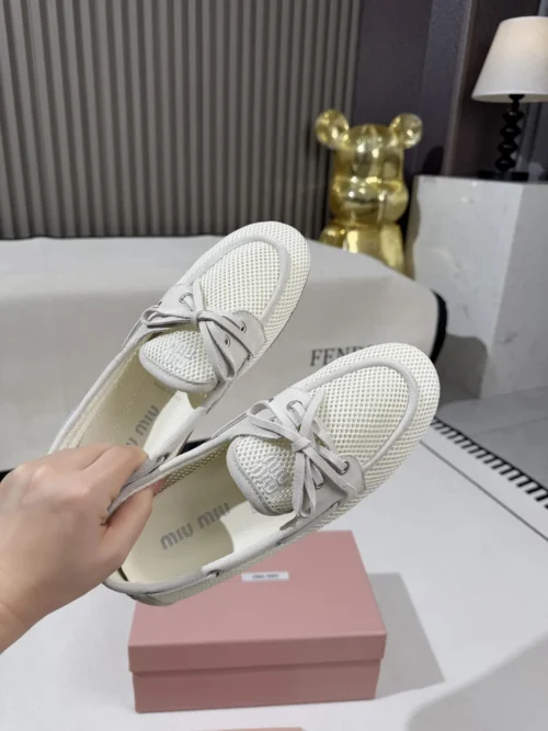 Miu Miu Mesh Lace-Up Bow-Detail Loafers