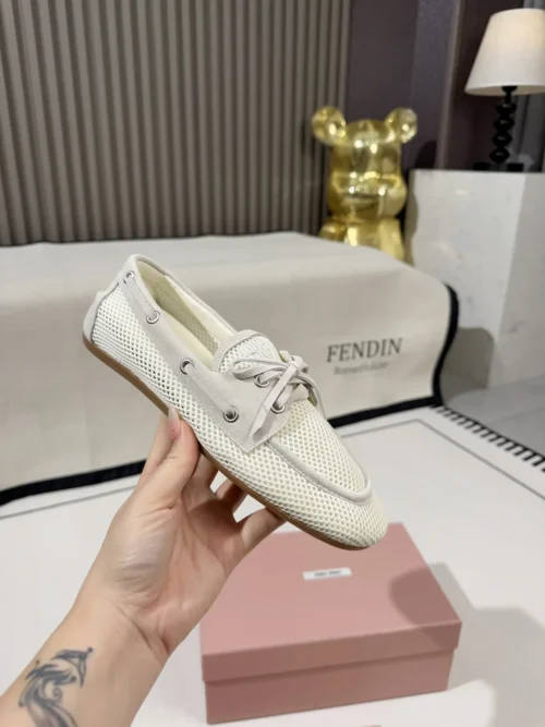 Miu Miu Mesh Lace-Up Bow-Detail Loafers