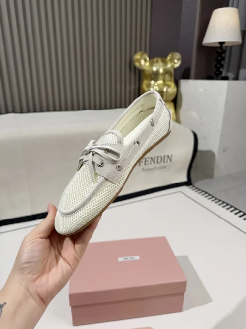 Miu Miu Mesh Lace-Up Bow-Detail Loafers
